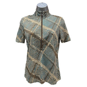 NWT Anatomie Printed Belle 1/4 Top in Reptile Plaid in XS Retails $208